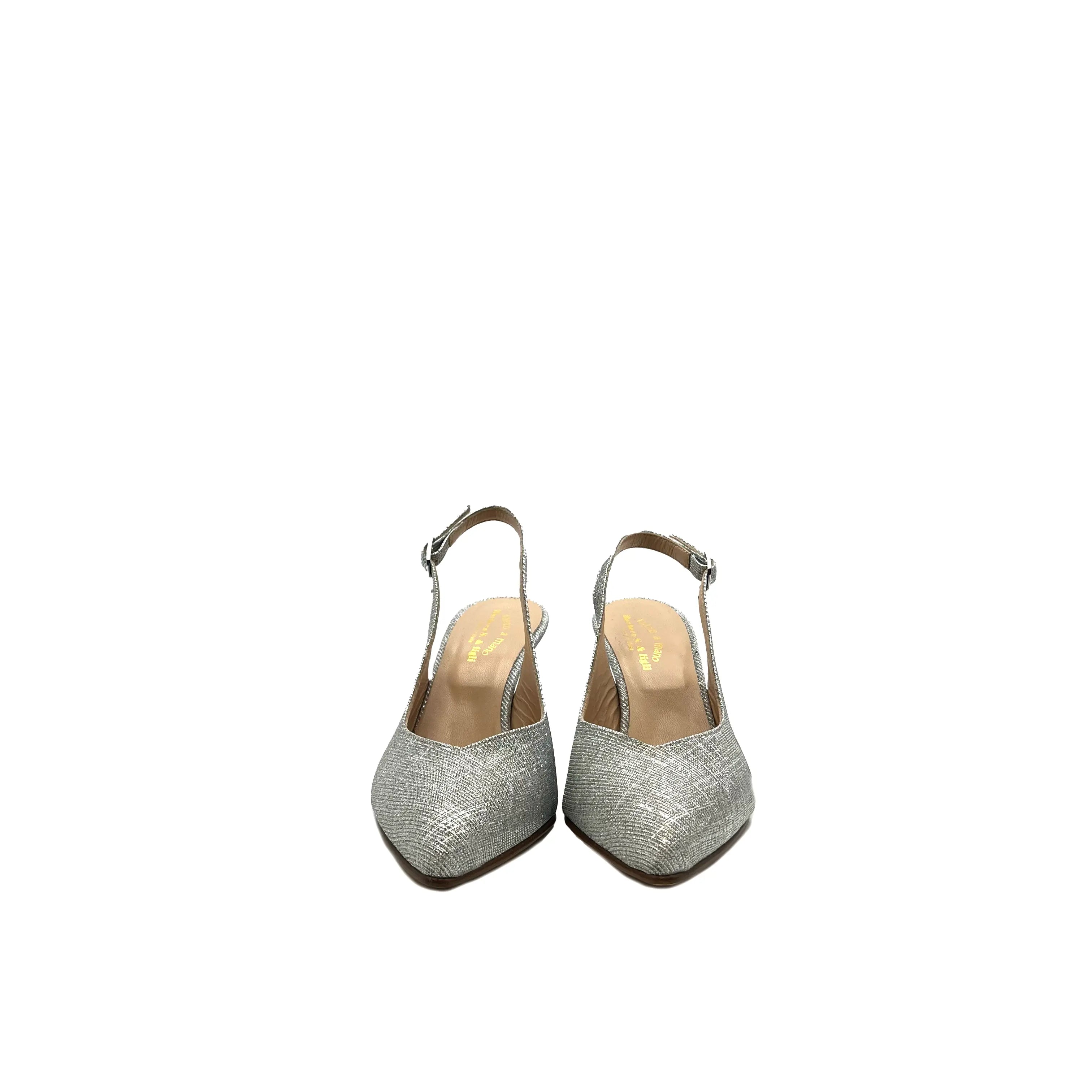 Sandro Barbera 704 Sandalo Chanel Silver Tacco 75 Pelle