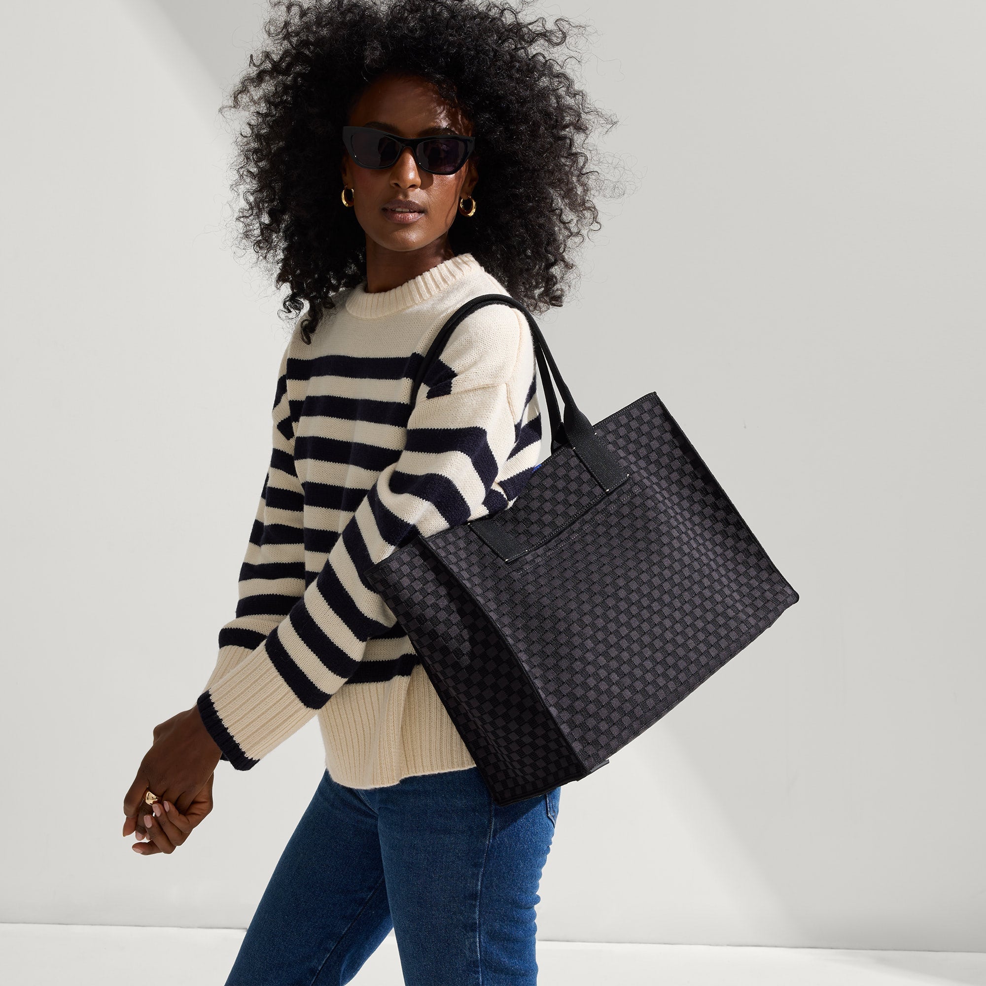 Rothy's The Classic Tote borsa tote Black Sand con zip