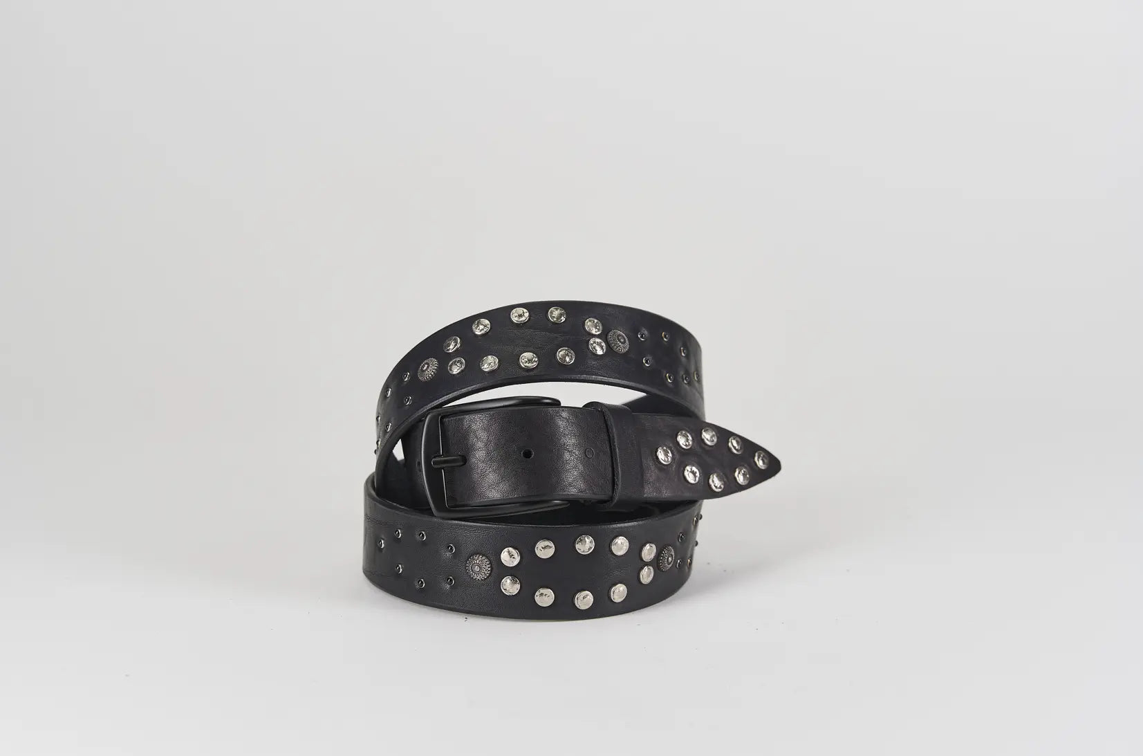 Sandro Barbera 013 35 Cintura Nero Cuoio Borchie H 4 cm