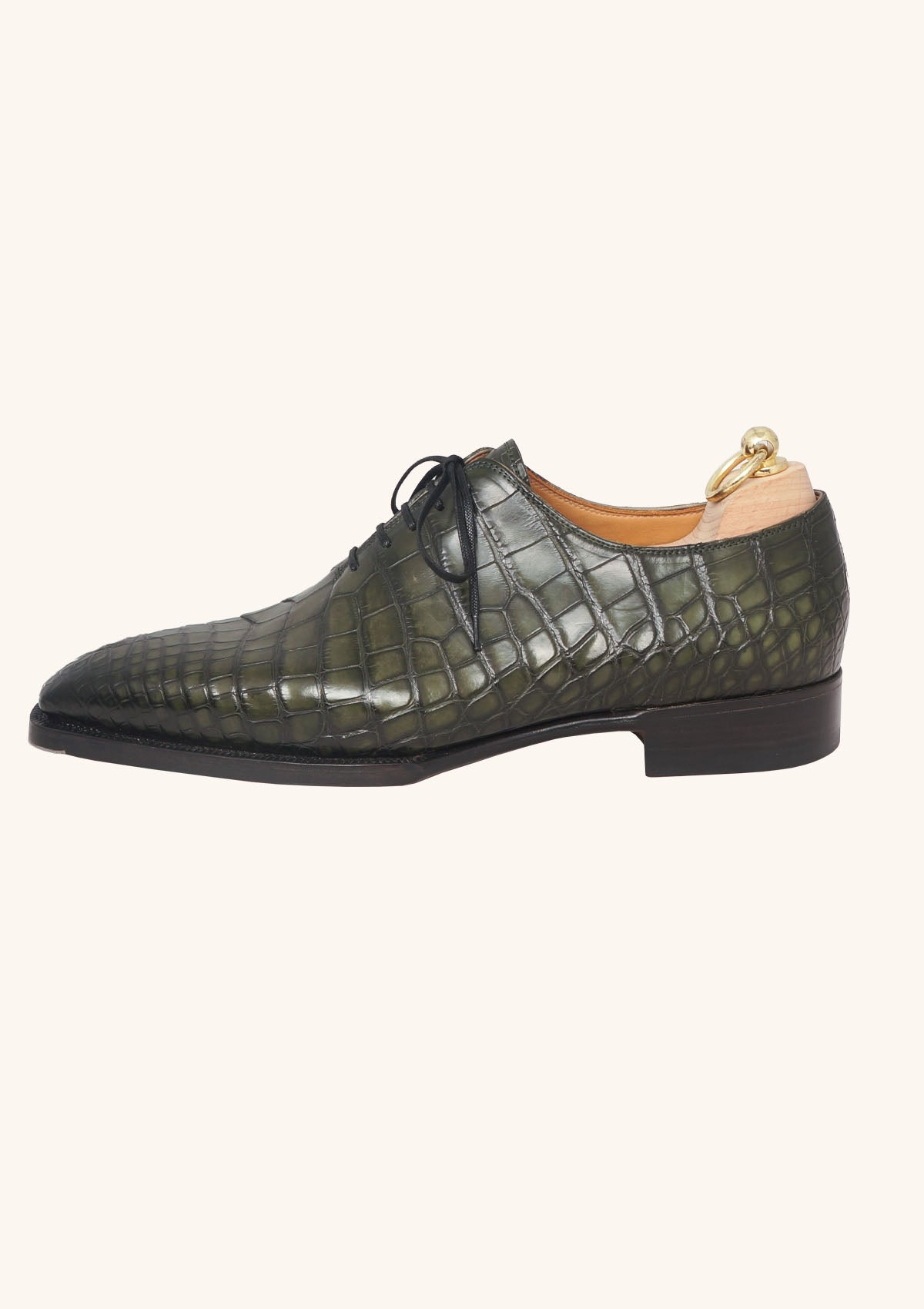 Stefano Bemer Oxfords T6312 scarpe verdi wholecut alligatore