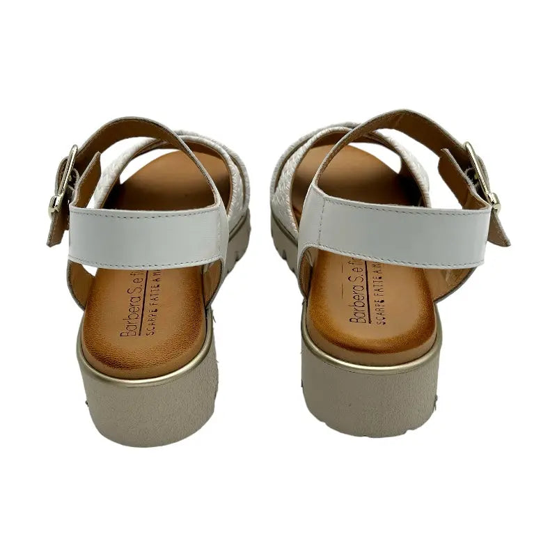 Sandro Barbera 1097 sandali donna bianchi treccia pelle