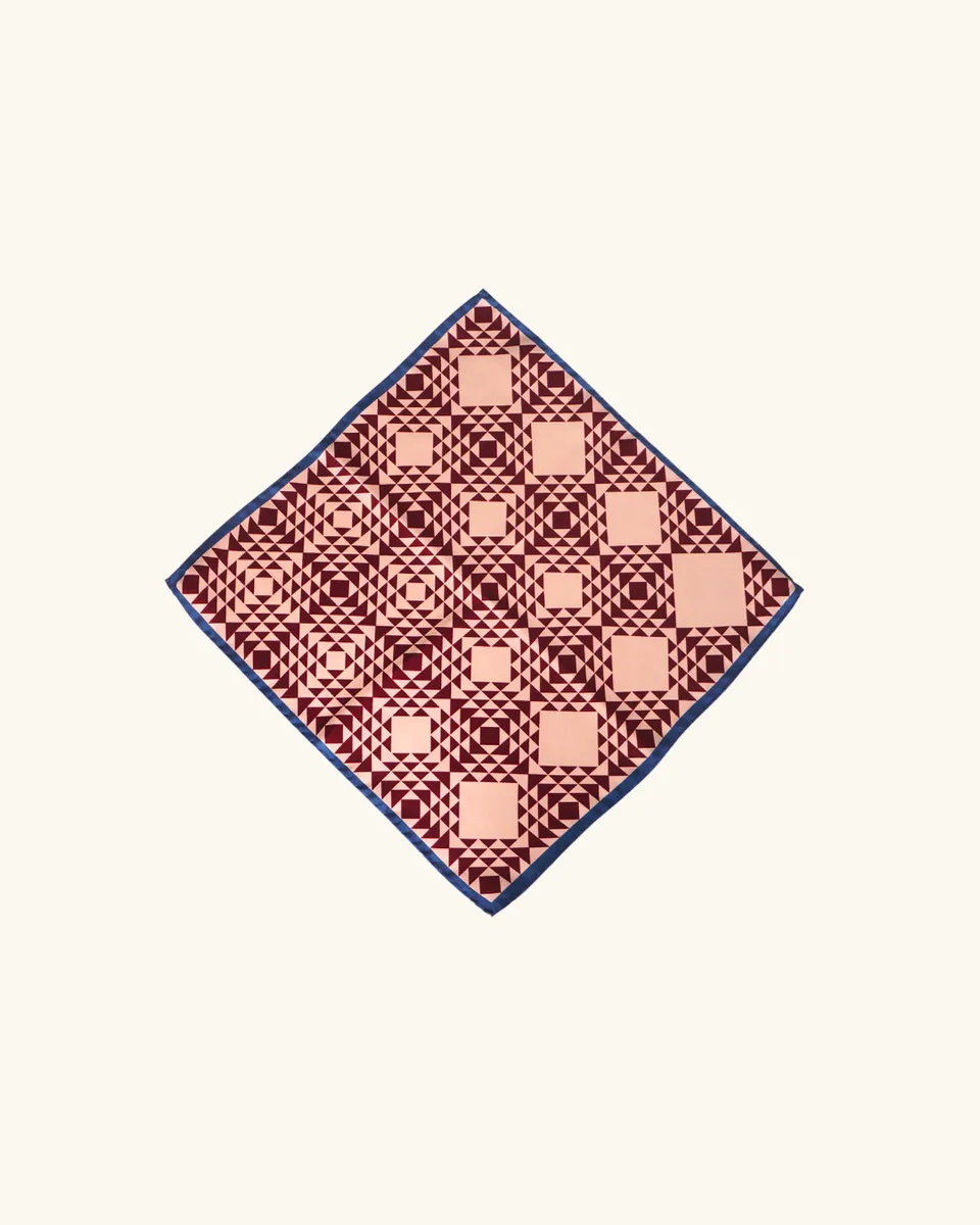Stefano Bemer Fazzoletto Taschino Seta Fantasia Geometrica Opz.1