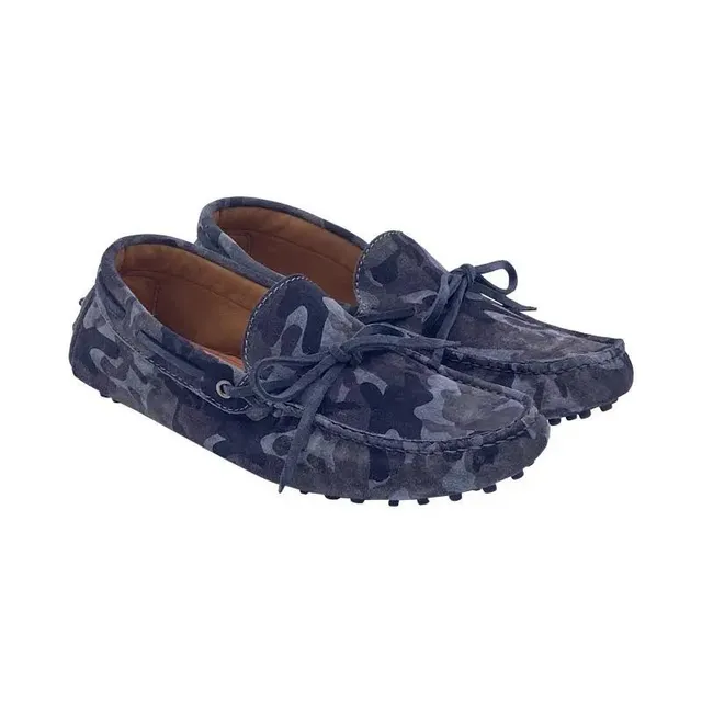 Sandro Barbera Driver Camo Mocassino Uomo Blu in Pelle