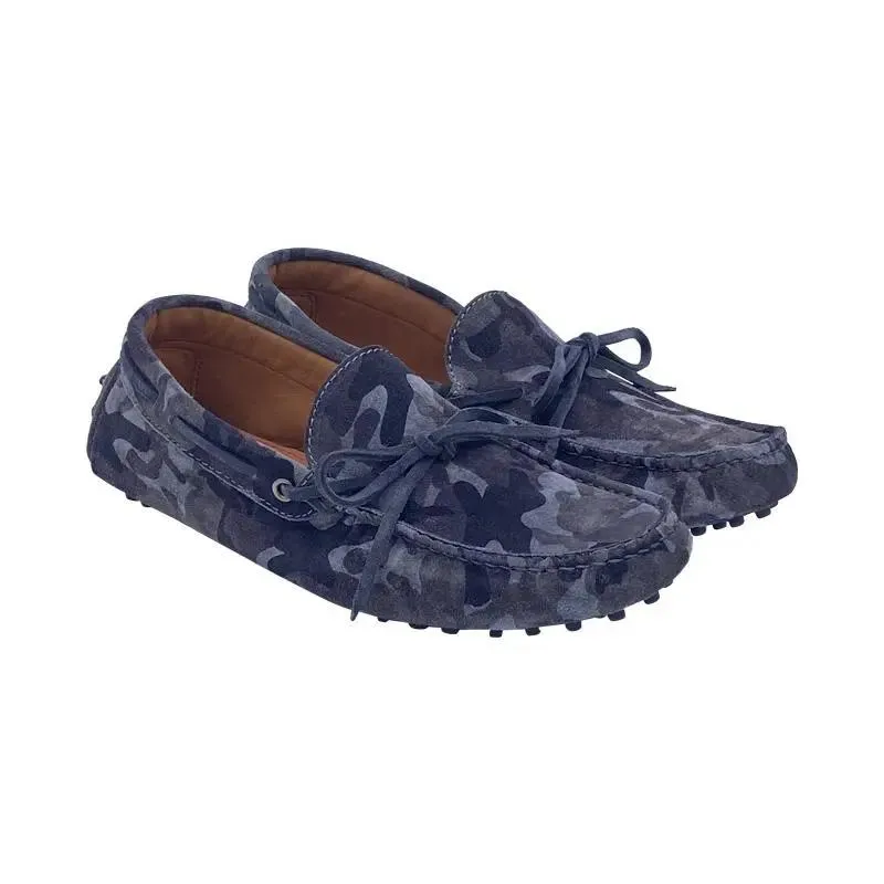 Sandro Barbera Driver Camo Mocassino Uomo Blu in Pelle