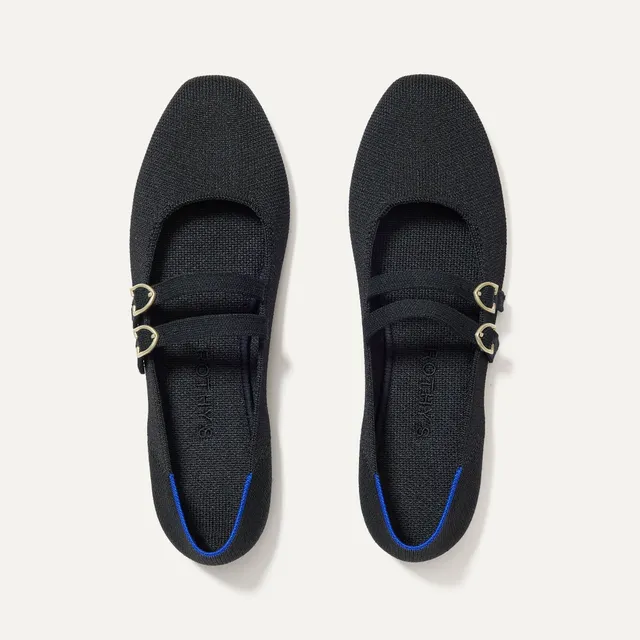Rothy's The Double Buckle Mary Jane Black ballerine fibbia nere