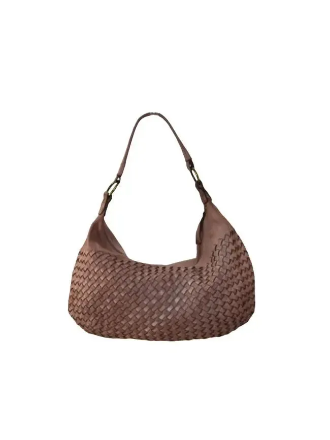 Sandro Barbera & Figli BAGE49854 borsa spalla intrecciata moro