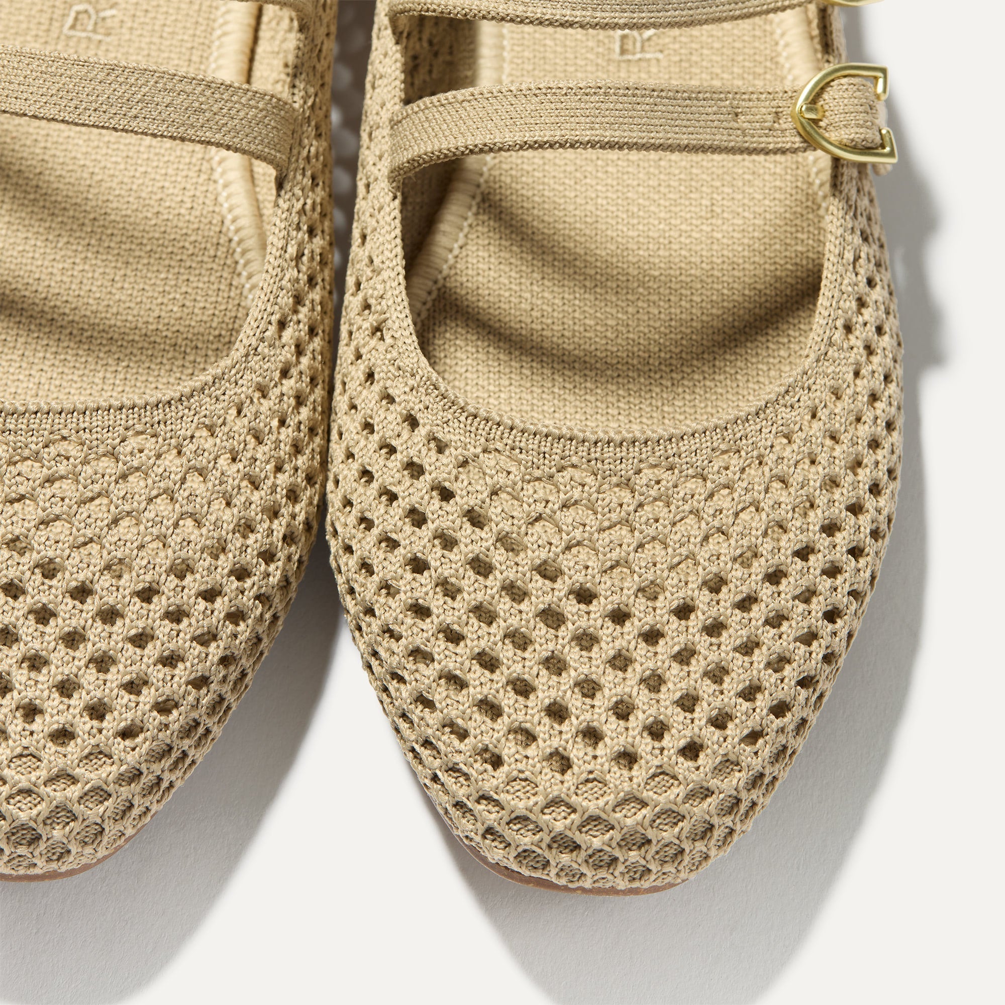 Rothy's The Double Buckle Mary Jane ballerine Dune Mesh beige