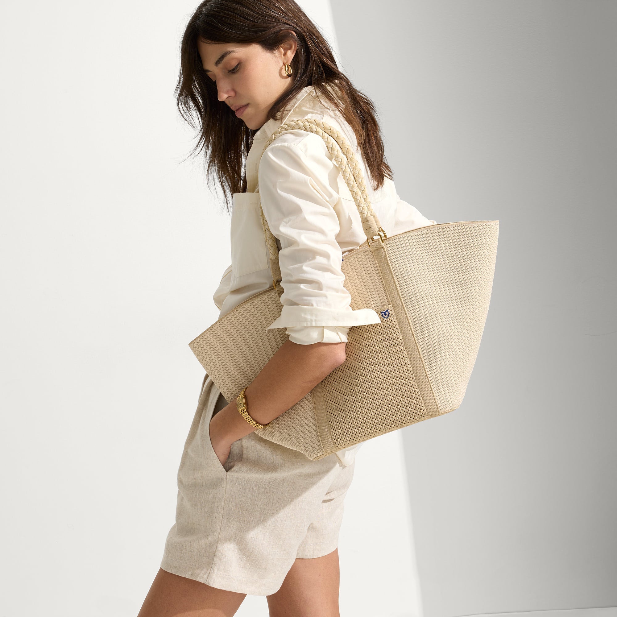 Rothy's The Summer Tote borsa meringue canapa manici corda