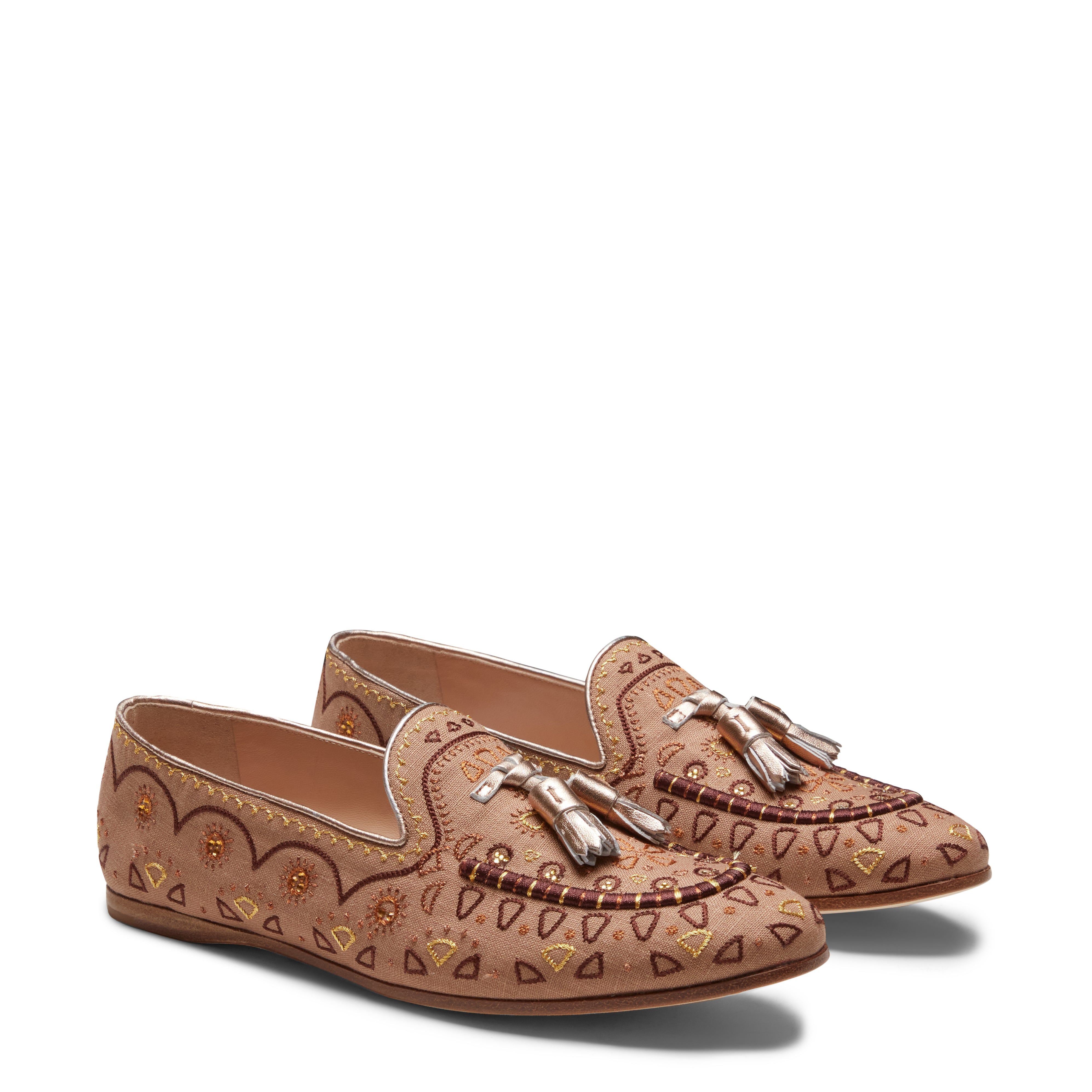 F.lli Rossetti Brera 68249 Mocassino Noce Ricamato Lino