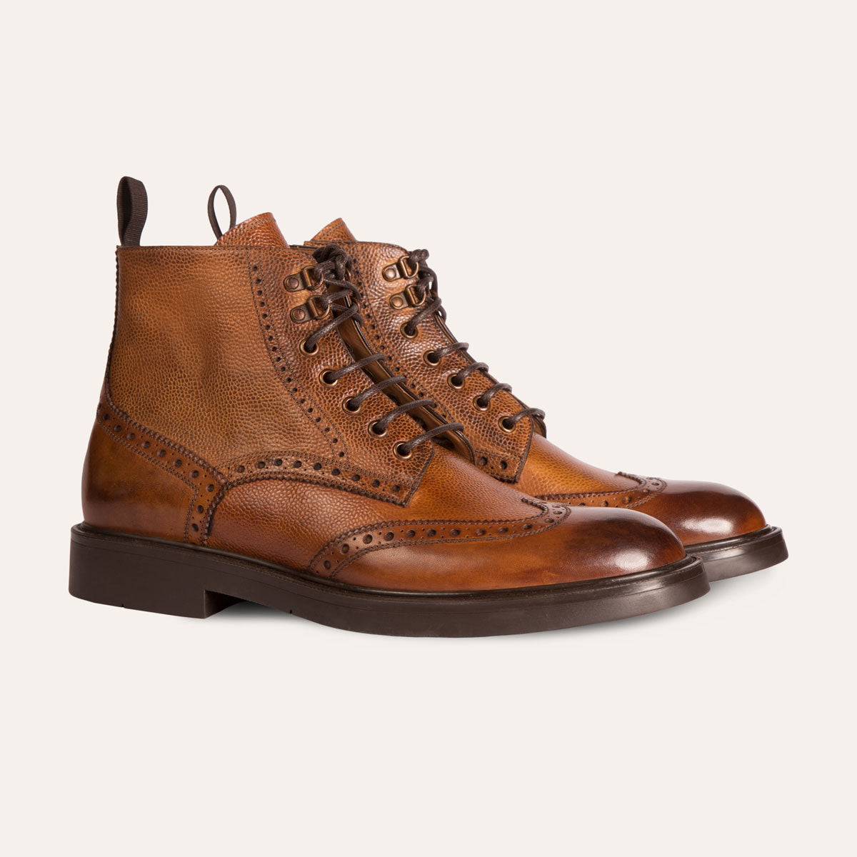 Dellovo Portosalvo stivaletto uomo nero pelle brogue