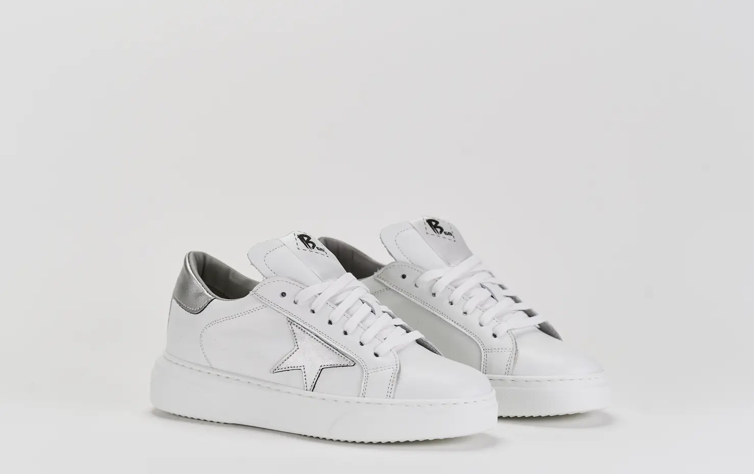 B68 Hollywood White sneaker donna pelle bianca