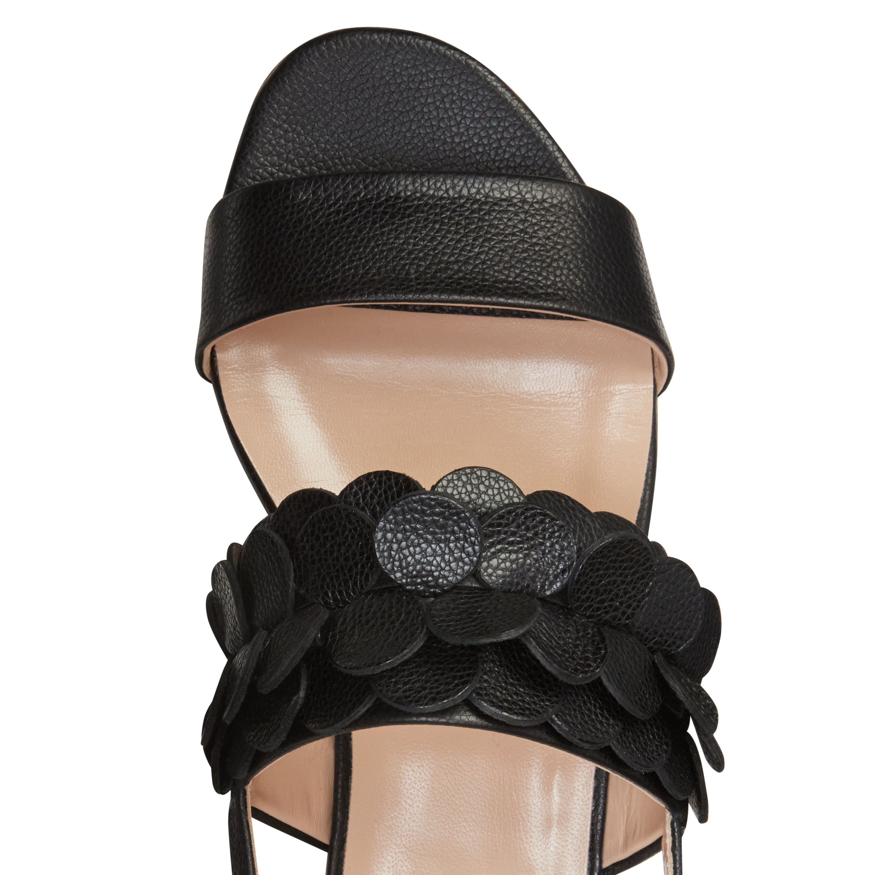 F.lli Rossetti 68259 sandalo nero in pelle flat paillettes