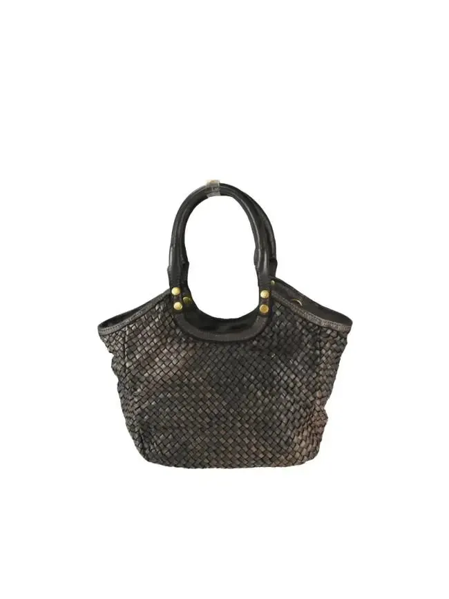 Sandro Barbera BAHD49854 Borsa Mano Pelle Moro Intrecciata
