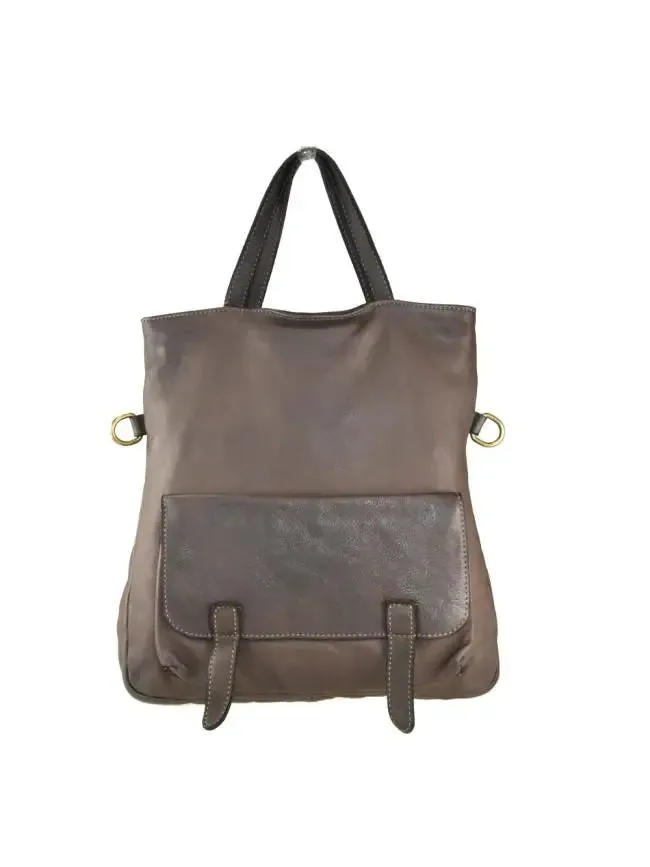 Sandro Barbera BASZ53 zaino pelle lavata moro tracolla 32x37