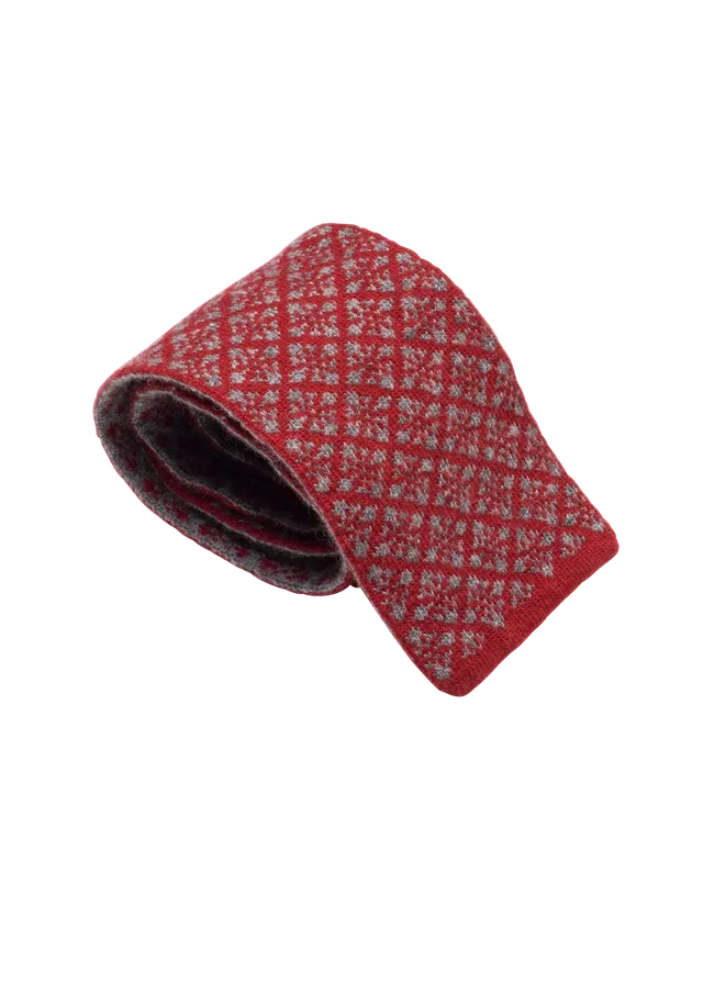 Stefano Bemer Cravatta Lana Rossa Grigia 8 cm Pattern 5