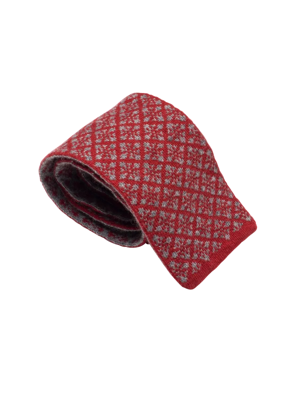 Stefano Bemer Cravatta Lana Rossa Grigia 8 cm Pattern 5