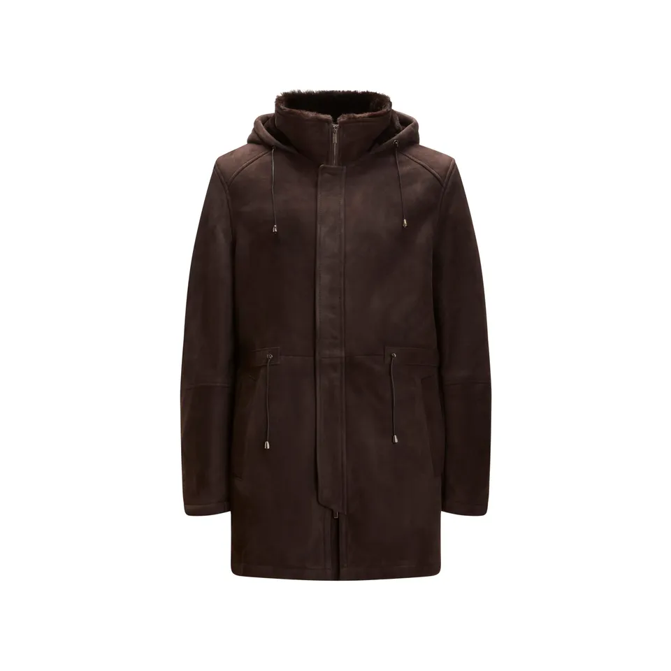 F.lli Rossetti 99806 Cappotto Uomo Moro Shearling Cappuccio