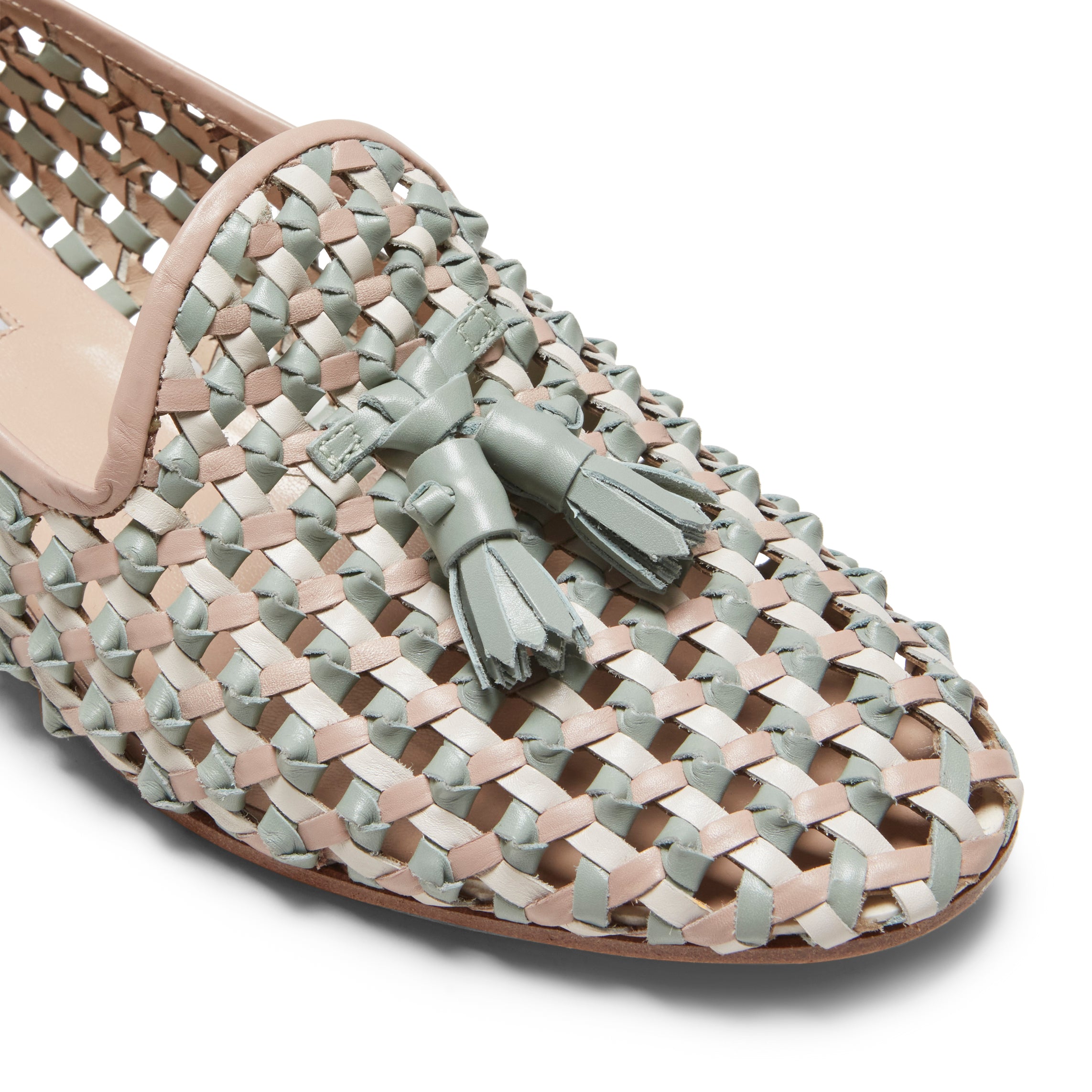 F.lli Rossetti Slipper Pelle Intrecciata Cipria Nappine