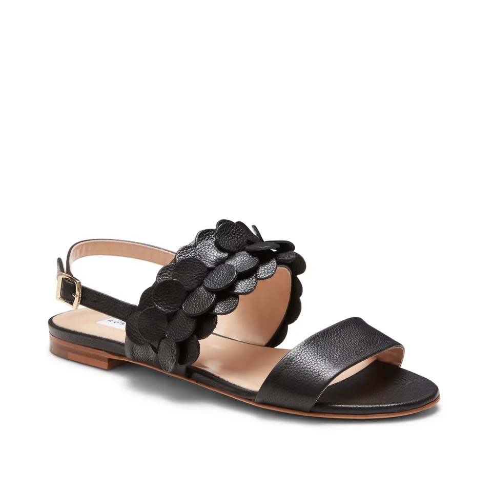 F.lli Rossetti 68259 sandalo nero in pelle flat paillettes