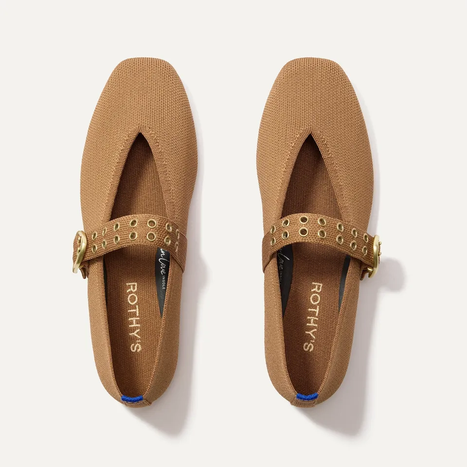 Rothy's Flats The Max Buckle Mary Jane ballerine Java Chip punta quadra