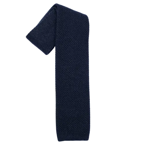 Stefano Bemer Ties cravatta lana maglia blu 8 cm