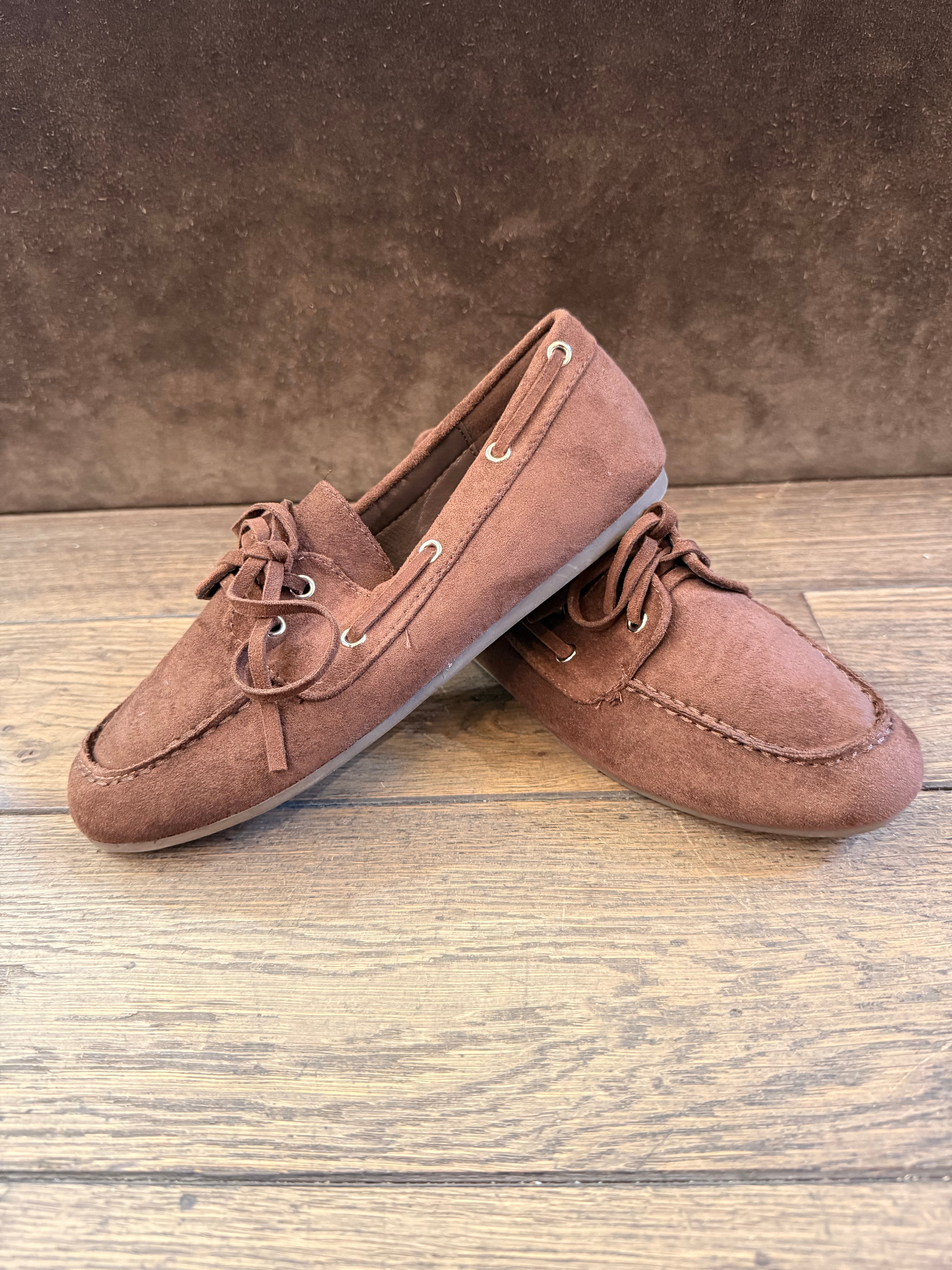 Linea Elle Scarpa da Barca Brown Alcantara donna 38
