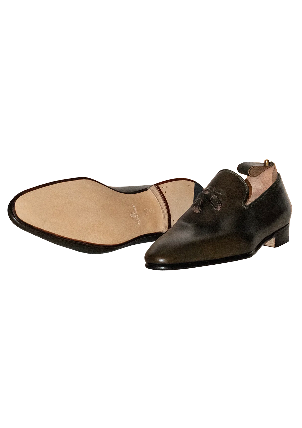 Stefano Bemer C1216 mocassini nappine verde oliva pelle