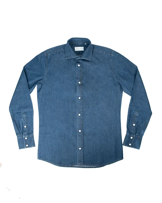 Stefano Bemer Polos Shirts camicia denim cotone dark wash