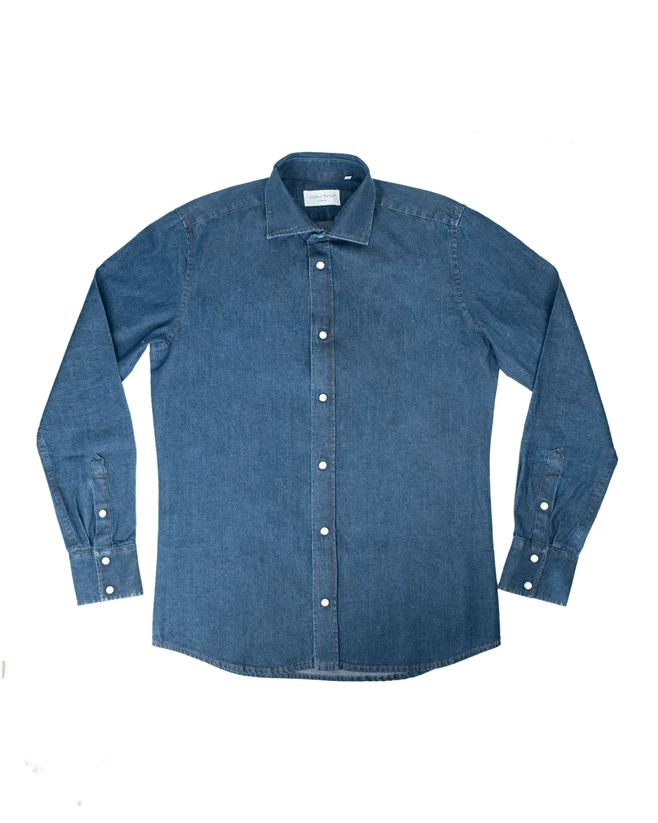 Stefano Bemer Polos Shirts camicia denim cotone dark wash