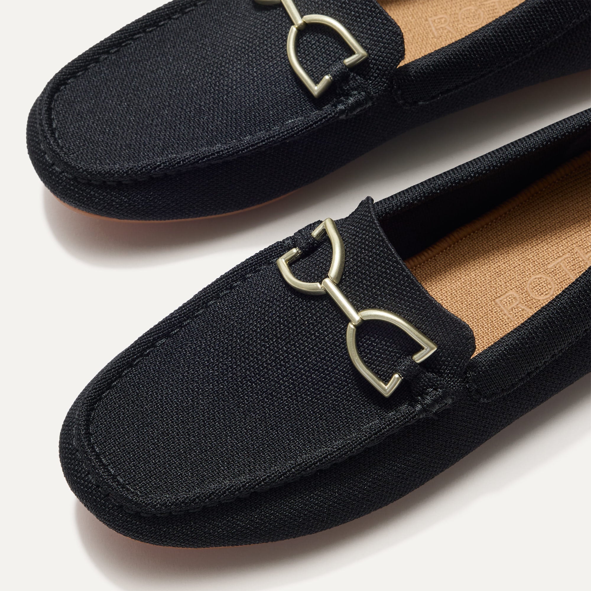 Rothy's The Double Bit Driver mocassini donna Black morsetto oro