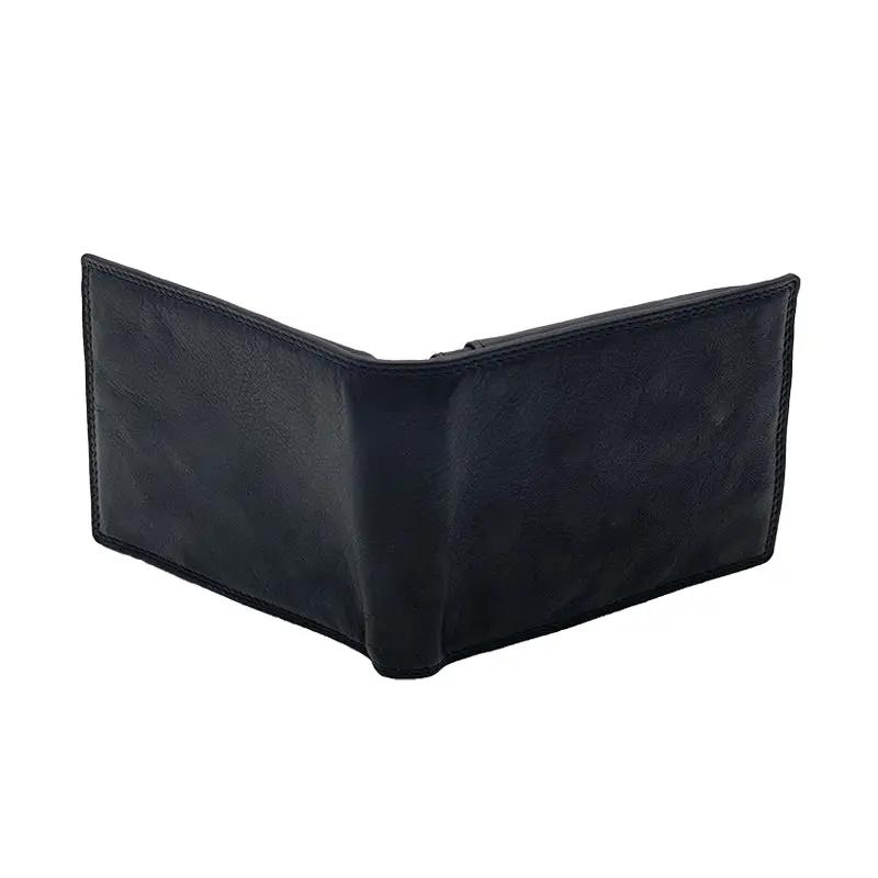 Sandro Barbera & Figli Portafoglio con Portamonete e Patta pelle nero Stone Wax