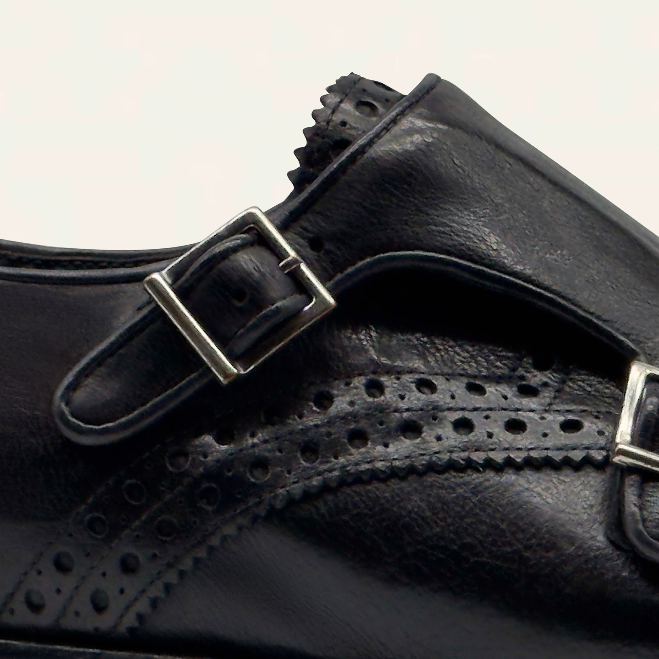 Dellovo Laceno monk strap bufalo Piombo