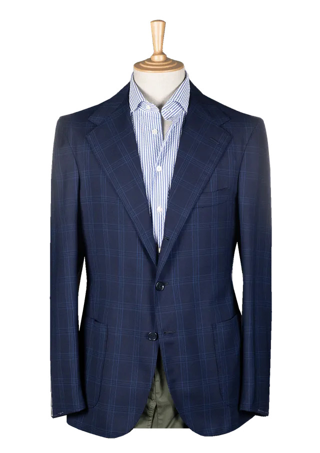 Stefano Bemer Unstructured giacca lana quadri blu 52