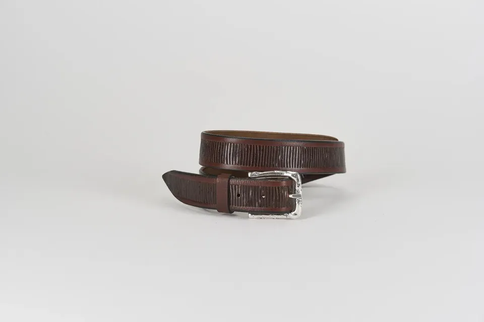 Sandro Barbera 009 35 cintura cuoio cognac stone washed