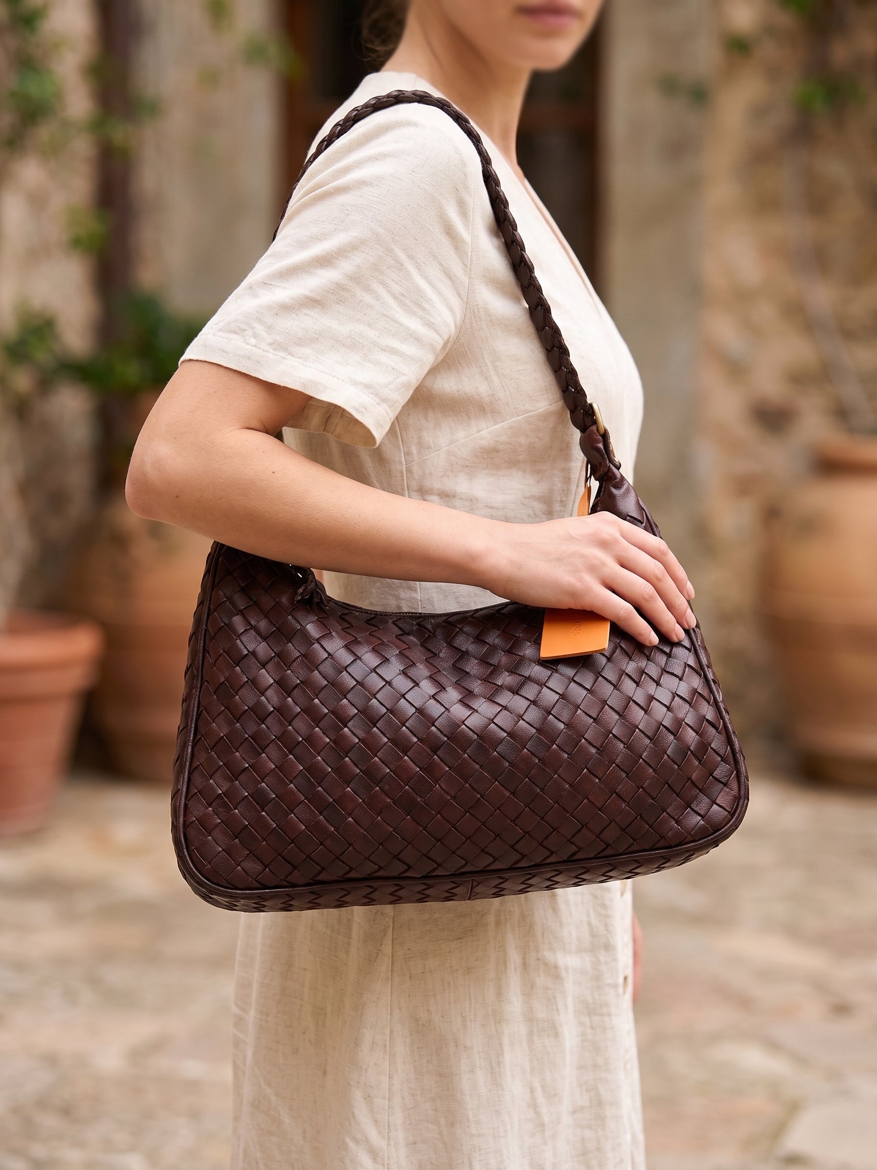 Sandro Barbera Borse BASS55861 borsa a spalla moro pelle intrecciata