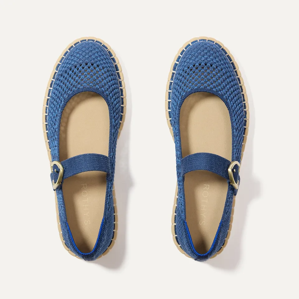 Rothy's Espadrille Mary Jane ballerine Blue Breeze blu