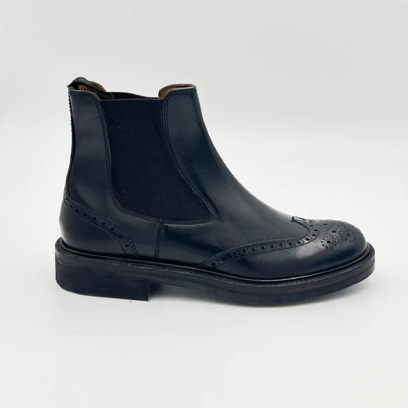 Sandro Barbera Chelsea 987U stivaletti uomo nero vitello brogue