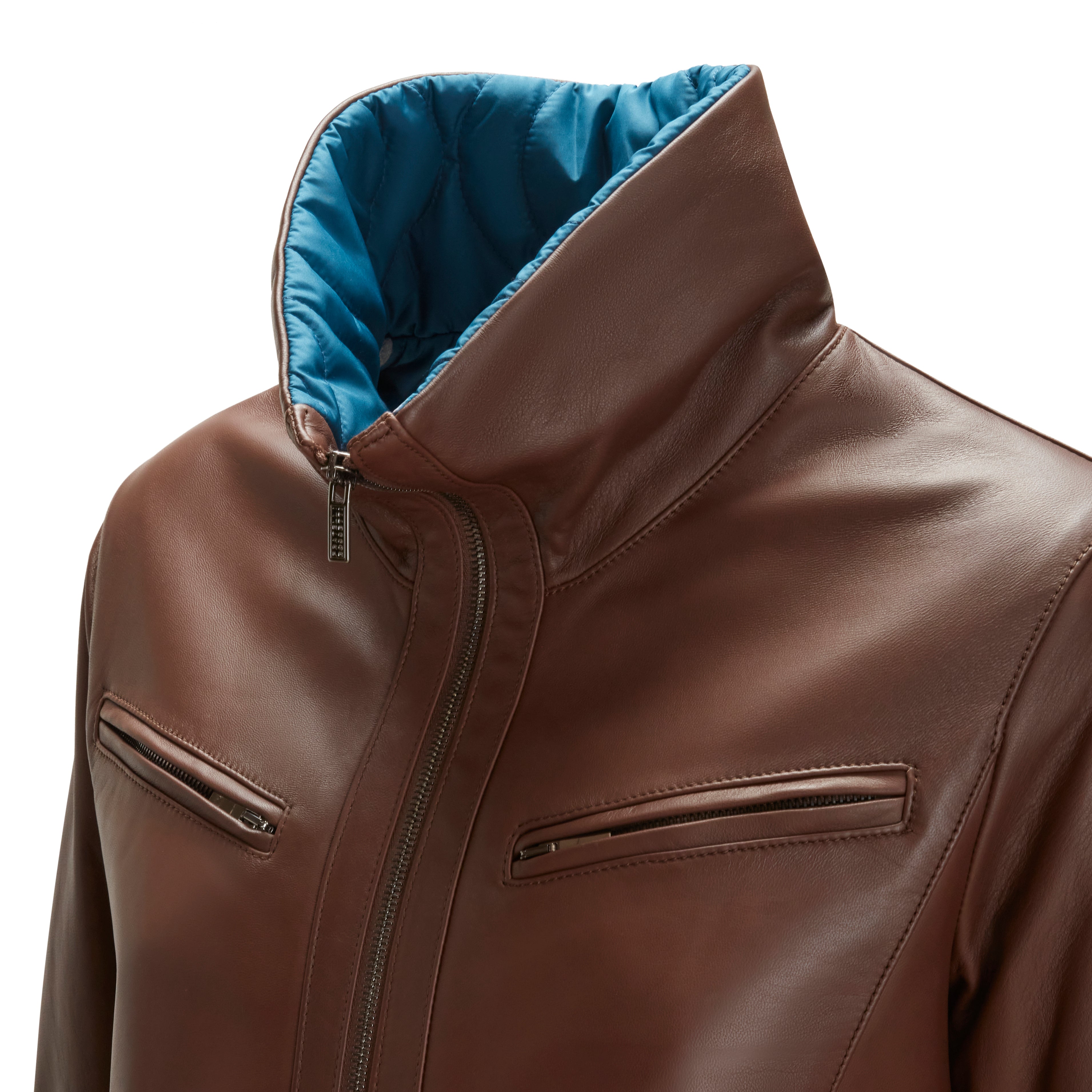 F.lli Rossetti 98421 giubbino donna marrone pelle nappa zip