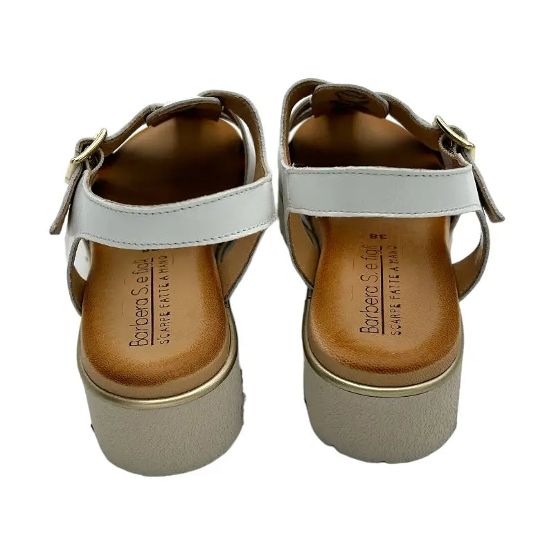 Sandro Barbera 1082 sandalo donna bianco pelle gomma