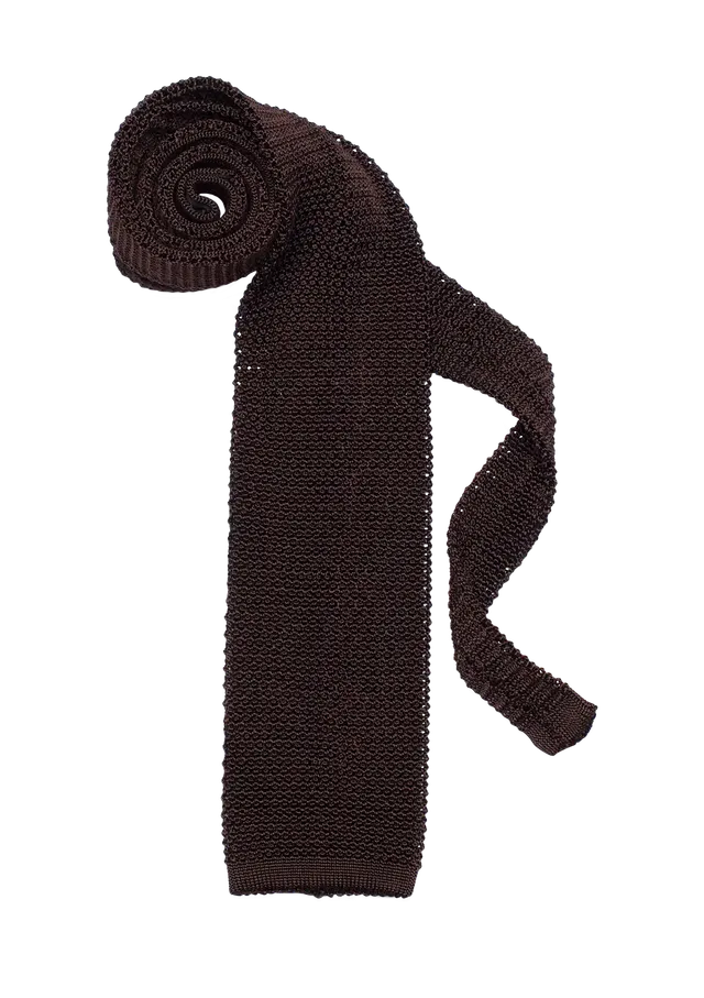 Stefano Bemer Ties cravatta seta maglia marrone scuro 8 cm