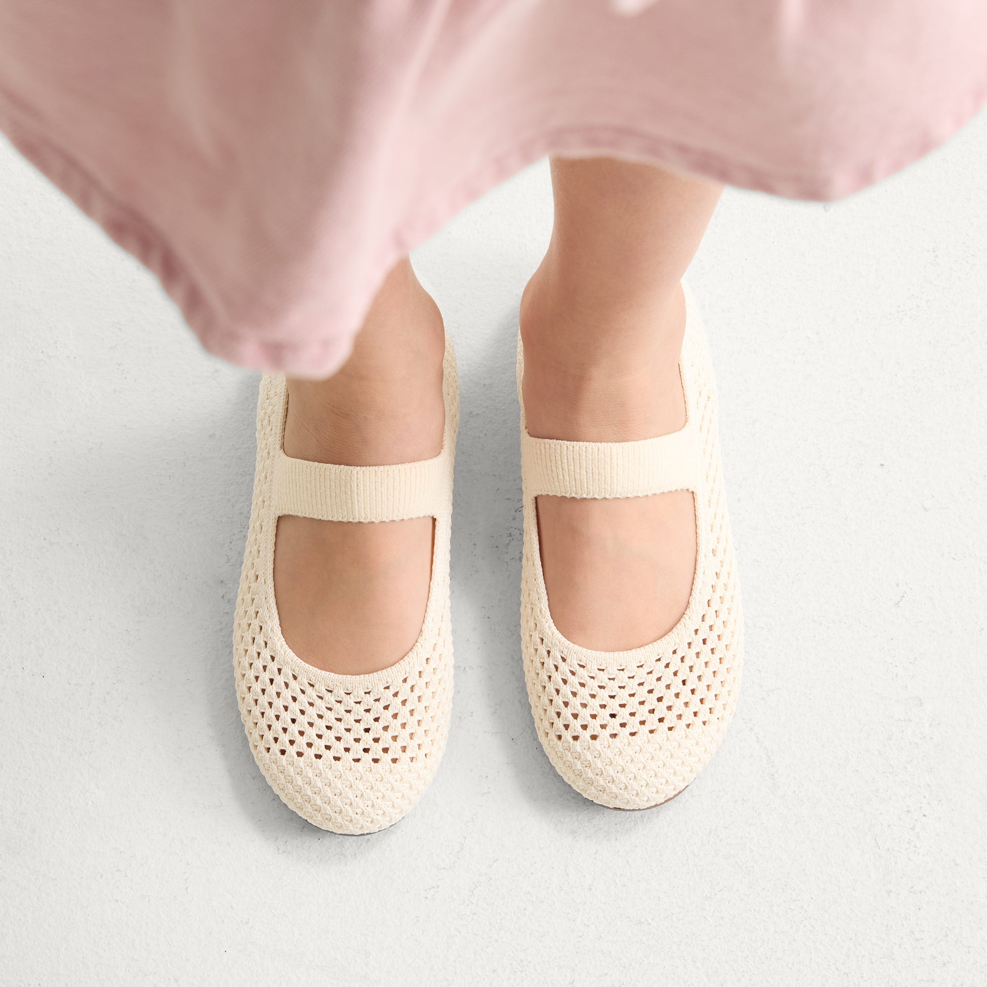 Rothy's The Kids Mary Jane ballerine White Open-Knit