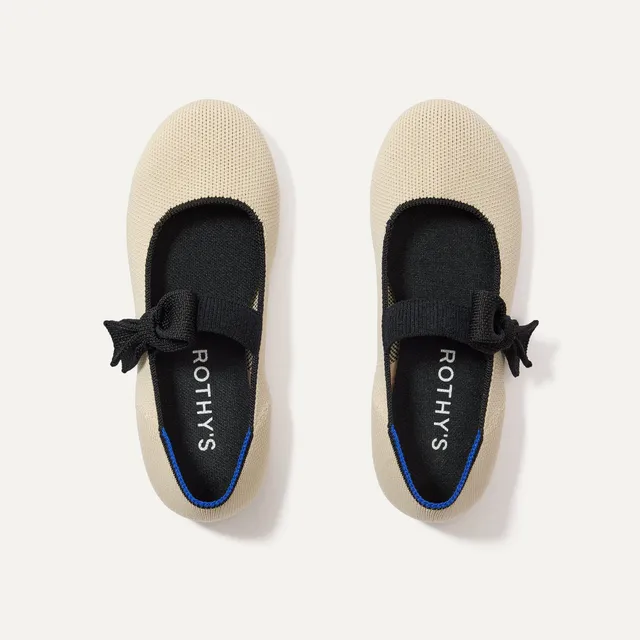 Rothy's The Kids Tux Bow Mary Jane scarpe avorio fiocco nero