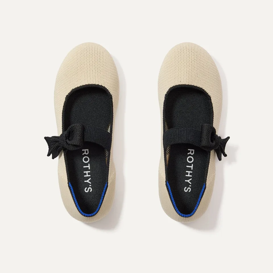 Rothy's The Kids Tux Bow Mary Jane scarpe avorio fiocco nero